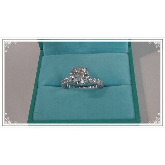 3 Ct. Round High Prong Set Moissanite Engagement Ring w/Peekaboo Heart - Picture 1 of 5
